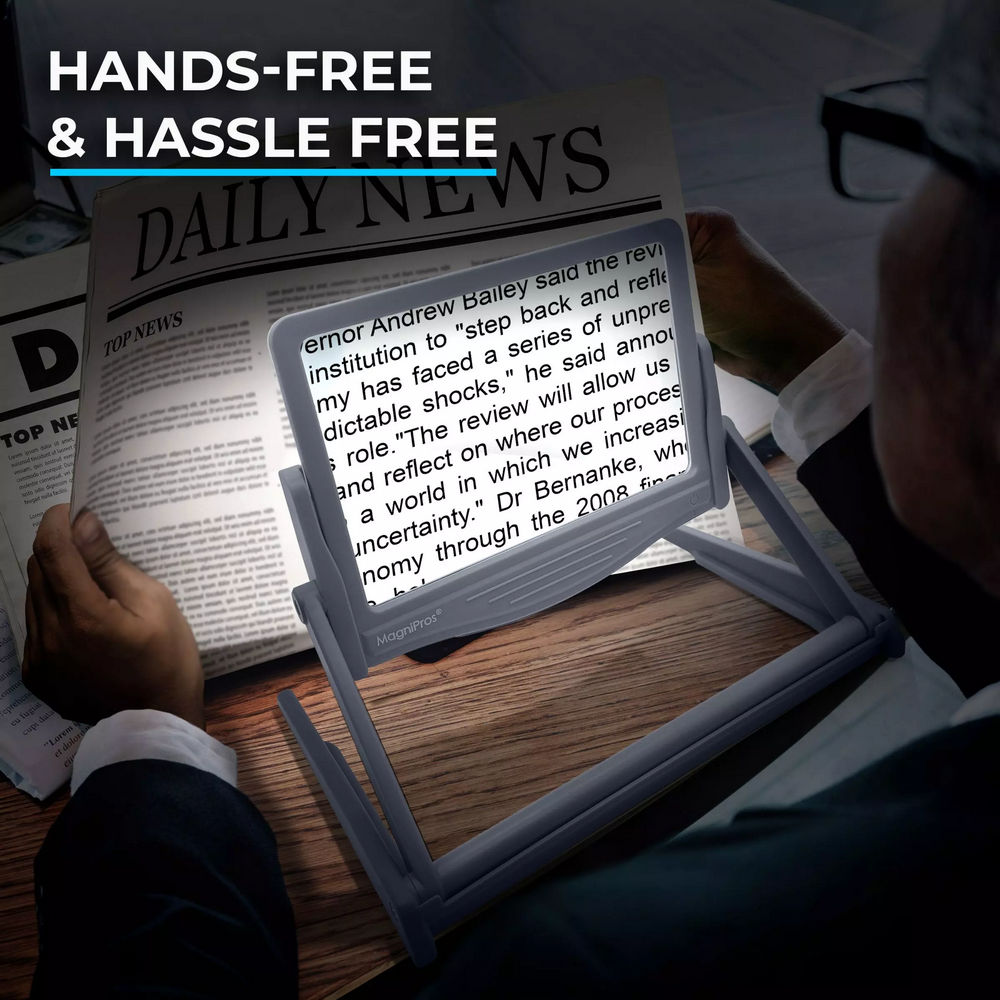 5倍率 大型LEDフルページ拡大鏡 折りたたみ式 スタンド付き 高倍率 読書用 メガネ 精密 作業 老眼鏡 高齢者 拡大鏡 1820STD.