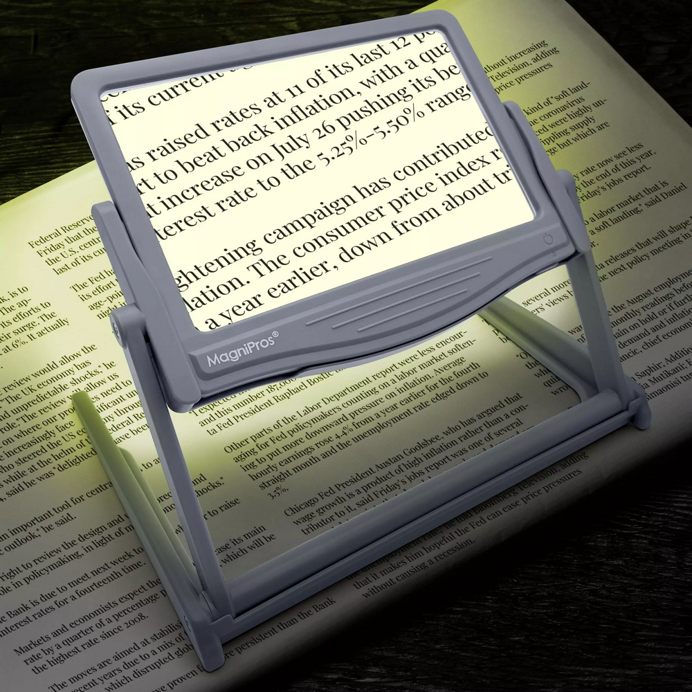 5倍率 大型LEDフルページ拡大鏡 折りたたみ式 スタンド付き 高倍率 読書用 メガネ 精密 作業 老眼鏡 高齢者 拡大鏡 1820STD.