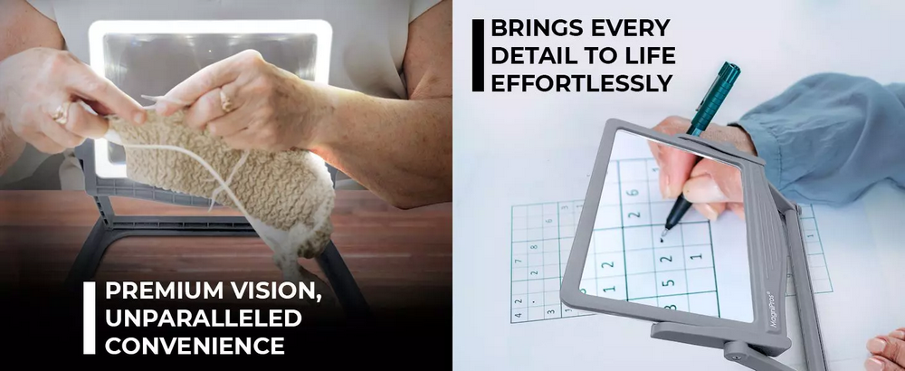 5倍率 大型LEDフルページ拡大鏡 折りたたみ式 スタンド付き 高倍率 読書用 メガネ 精密 作業 老眼鏡 高齢者 拡大鏡 1820STD.