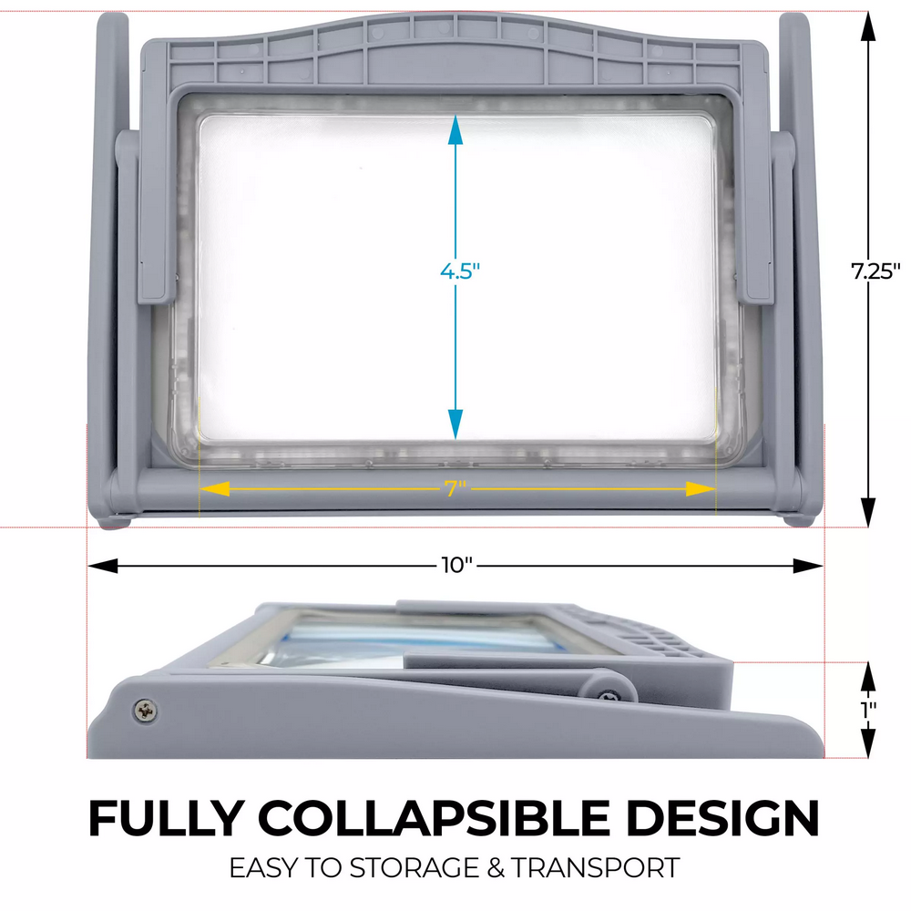 5倍率 大型LEDフルページ拡大鏡 折りたたみ式 スタンド付き 高倍率 読書用 メガネ 精密 作業 老眼鏡 高齢者 拡大鏡 1820STD.