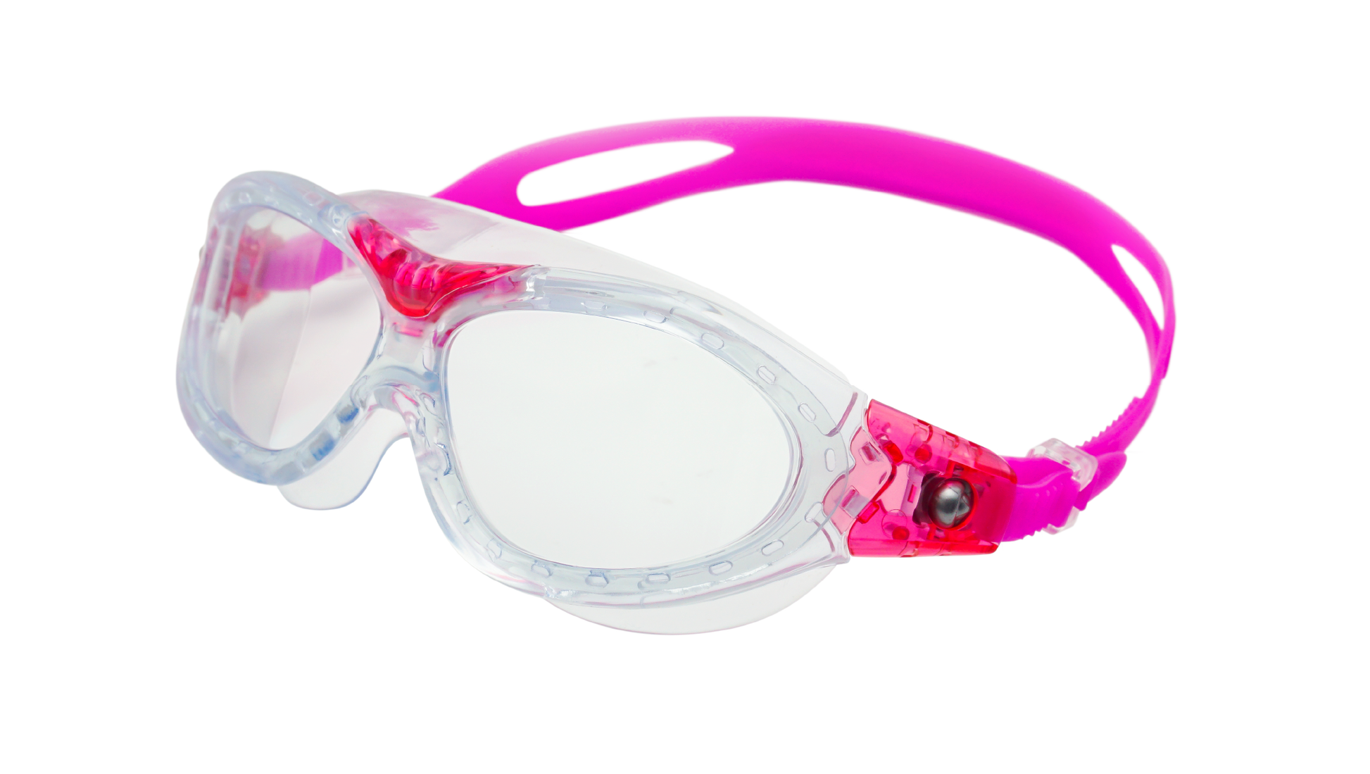 SAEKO K7 子供用スイミングゴーグル クリアピンク 側面 透明フレーム ピンクストラップ 調節可能