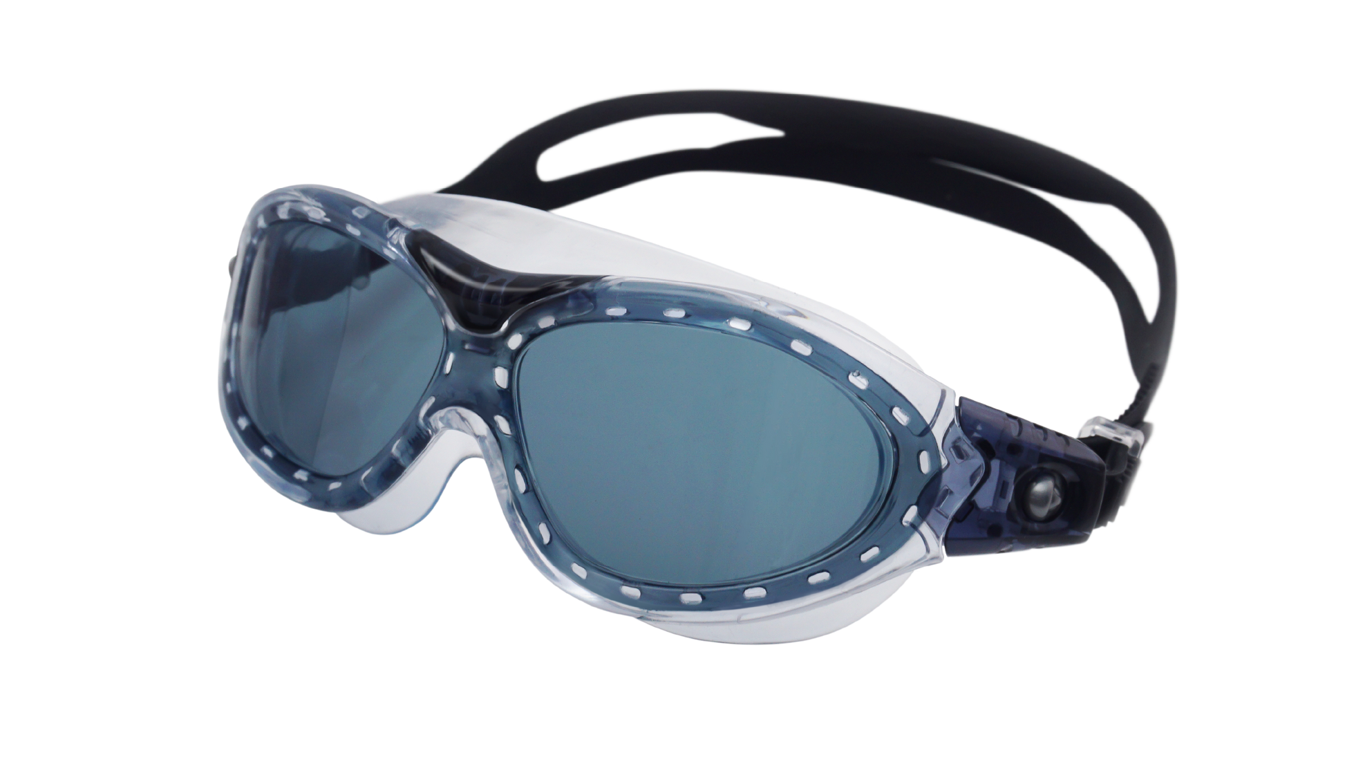 SAEKO K7 子供用スイミングゴーグル クリアブラック 側面 スモークレンズ ブラックストラップ 調節可能