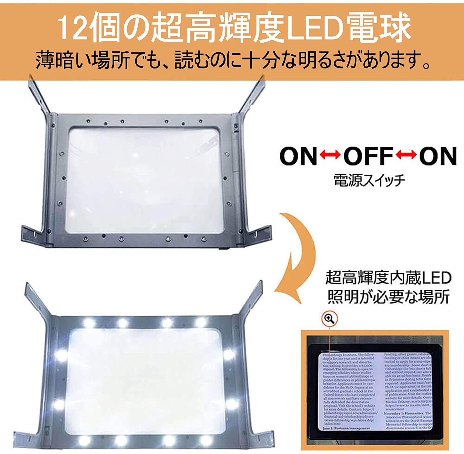 折りたたみ式拡大鏡 LEDライト付き 3倍率 ネックルーペ 電池 USB 充電式 拡大鏡 折り畳み式 首掛け ルーペ 卓上 300PSL.