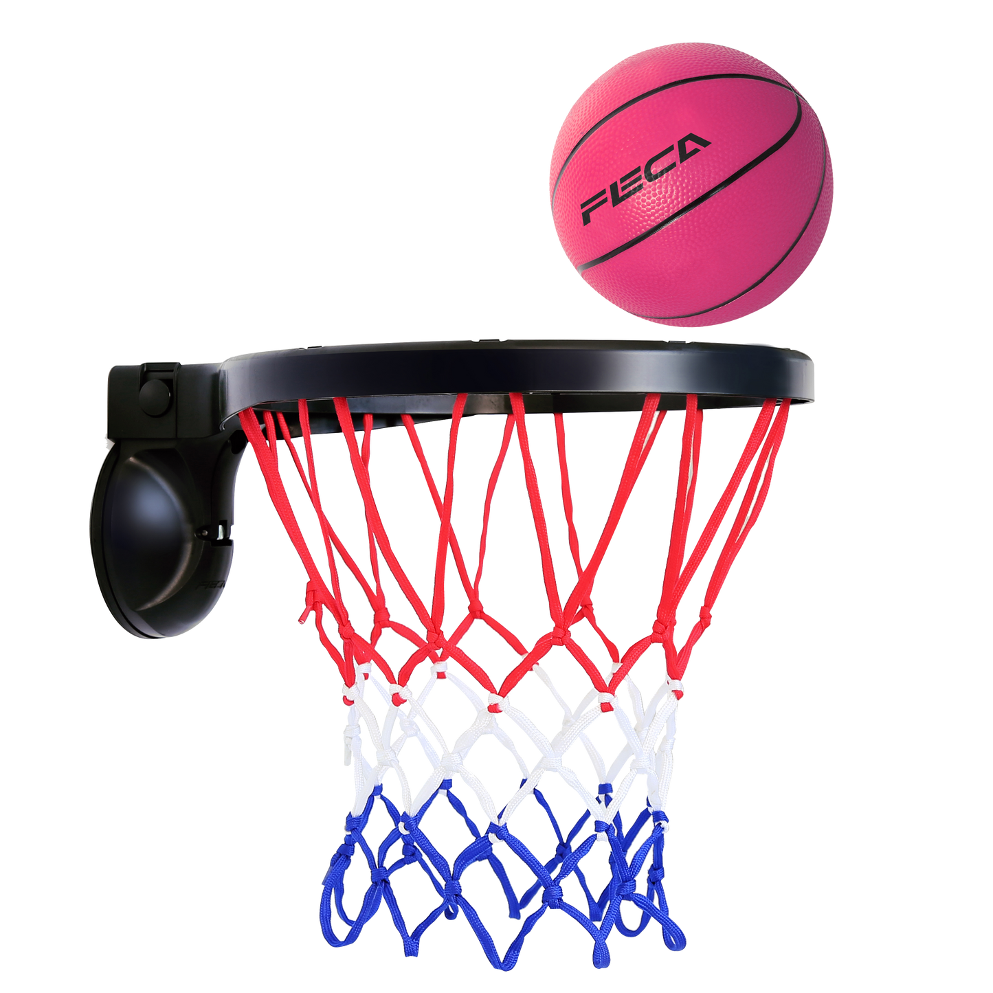 バスケットゴール 室内 子供 ピンクボール 壁掛け 吸盤 ミニバスケ FECA 赤白青ネット おもちゃ ドア用 セット