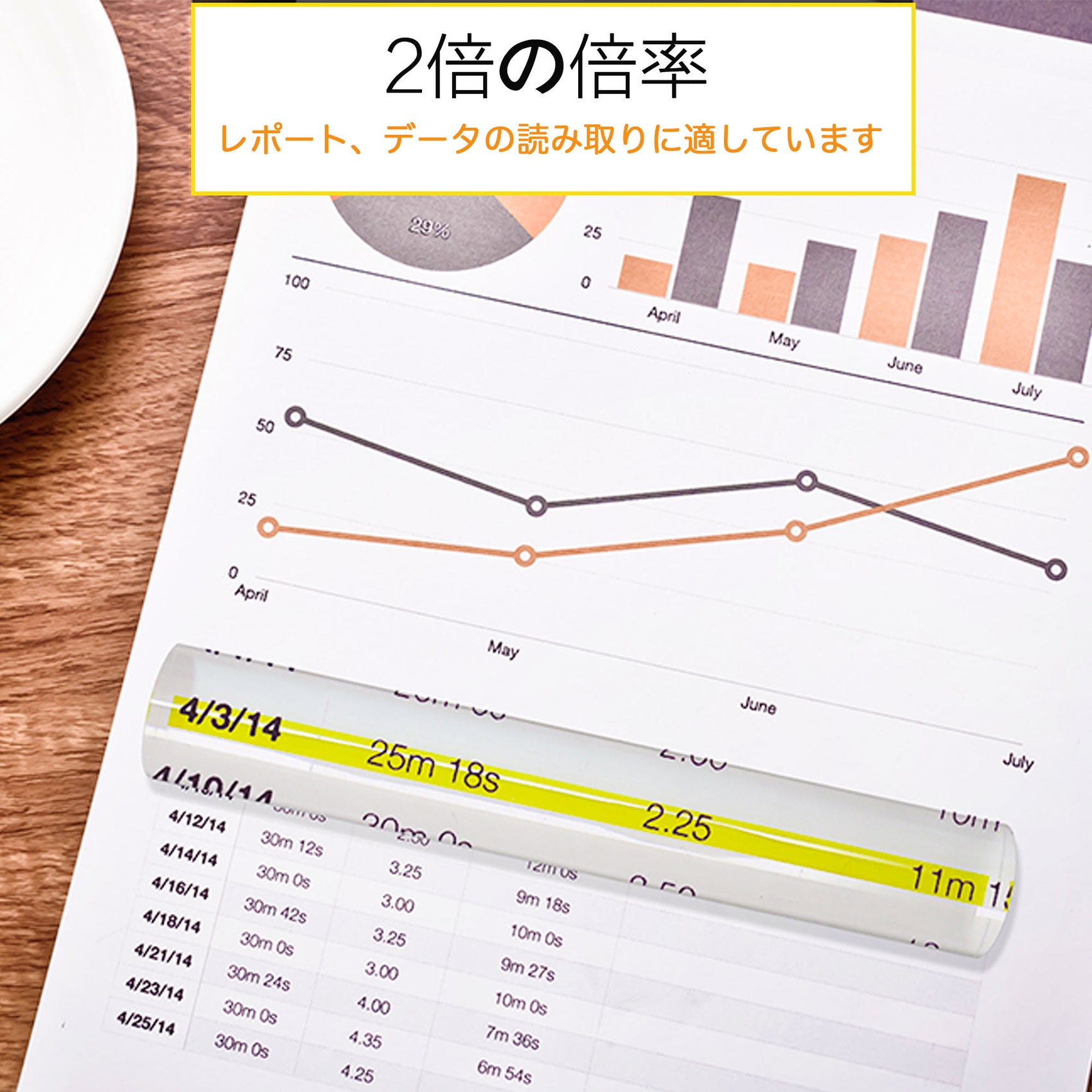 2倍率 棒状 ルーペ カラーバールーペ ガイド線付き 拡大鏡 棒型 小型 虫眼鏡 高倍率 細かい スティッキール 持ち運び 606+611.