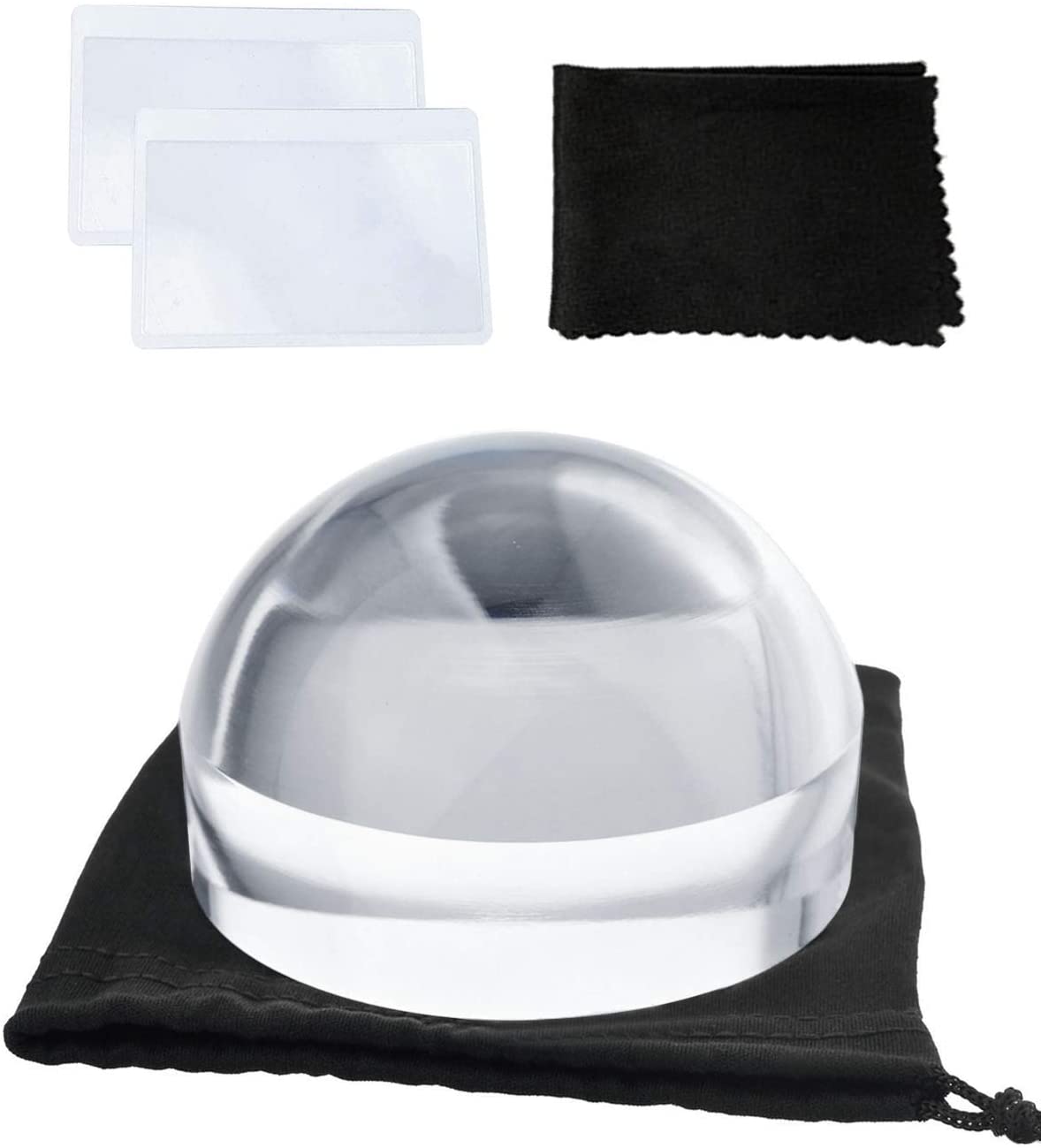 3倍率 カード ルーペ + 4倍率 文鎮 収納袋付き 老眼 卓上 拡大鏡 小型 虫眼鏡 高倍率 カードレンズ ドーム 宝石 持ち運び 626.