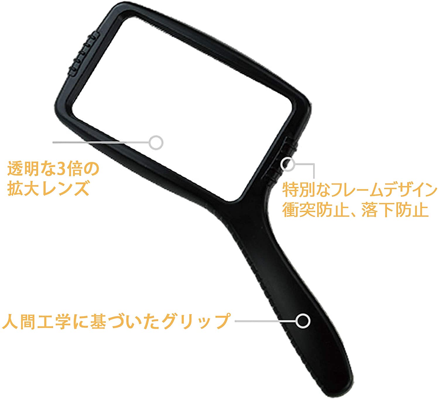 長方形ハンドルーペ 3倍率 手持ち 老眼 拡大鏡 小型 虫眼鏡 高倍率 携帯 カードレンズ 宝石 コンパクト 読書 新聞 1616.