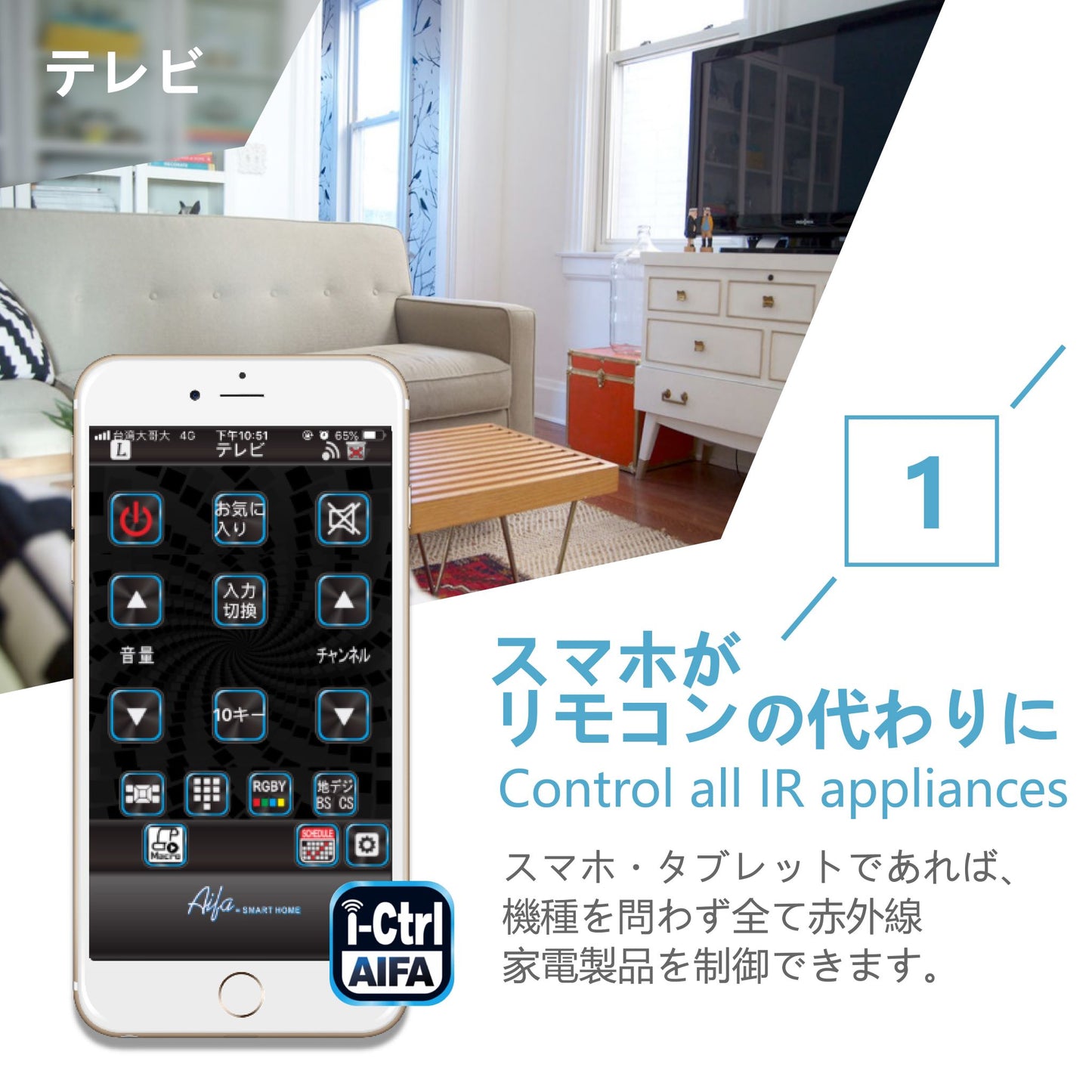 i-Ctrl スマートリモコン 家電リモコン IoT家電 遠隔操作 スマホ操作 アプリ制御 連携可能 スマートホーム 家電調節 温度調節