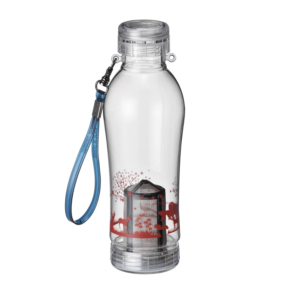 飄逸杯 トラベルバディ 水筒 580cc 茶こし付き 透明ボトル 台湾固有動植物柄 ストラップ付き  持ち運び便利