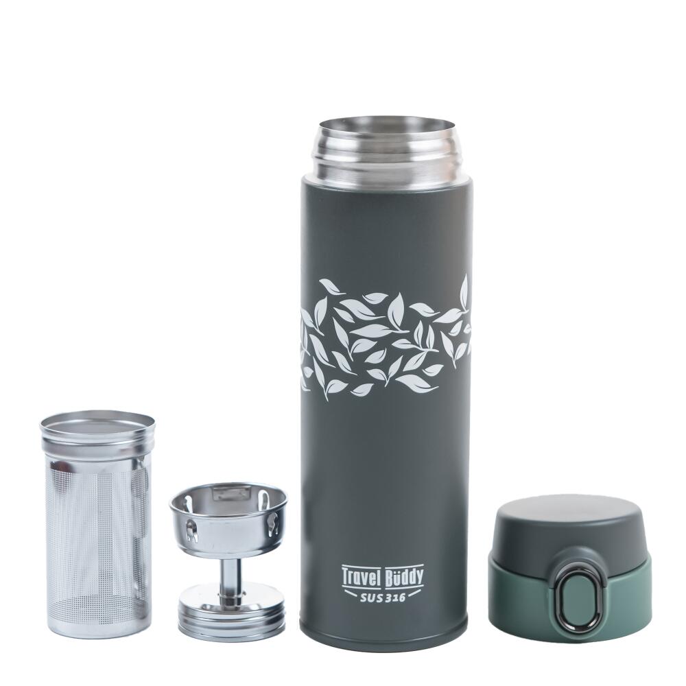 飄逸杯 トラベルバディ 断熱タンブラー  ワンタッチ 480cc 付属品 蓋付き 取り外し可能な蓋とお茶こし