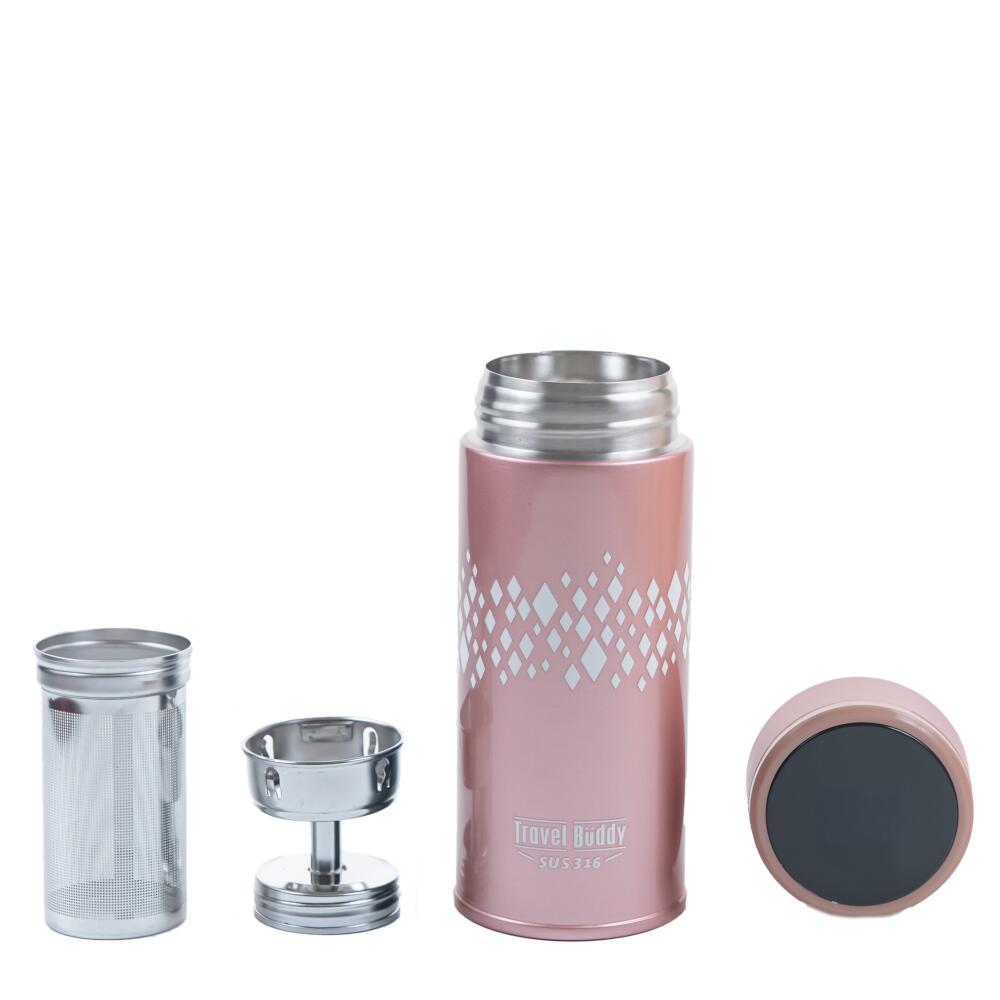 飄逸杯 トラベルバディ 断熱タンブラー ワンタッチ 350cc 茶こし付き 付属品 蓋付き 取り外し可能な蓋と茶こし