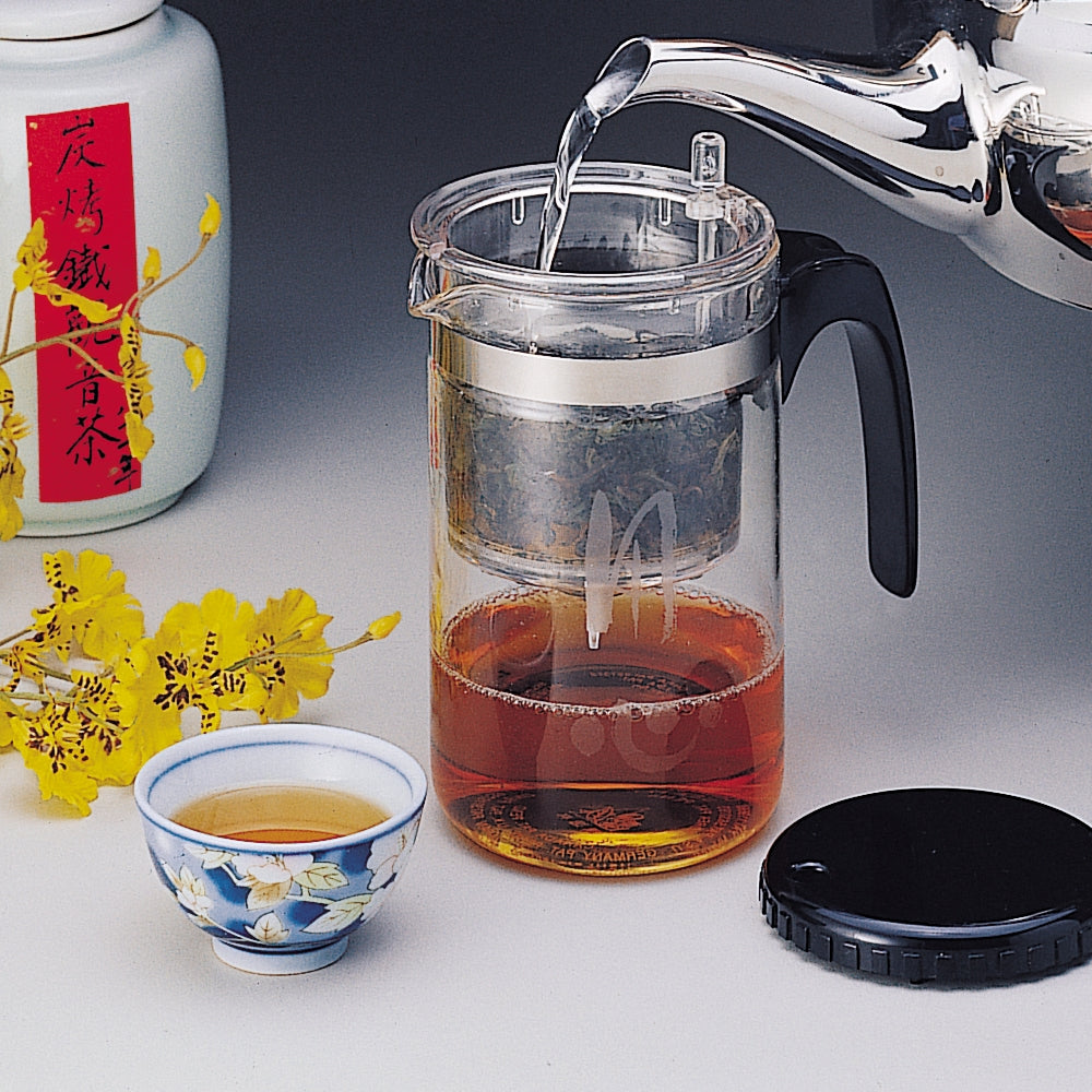 飄逸杯 ティーポット 500cc 茶こし付き 茶葉を淹れる使用シーン ワンタッチ出水ボタン 茶湯分離機能 急須