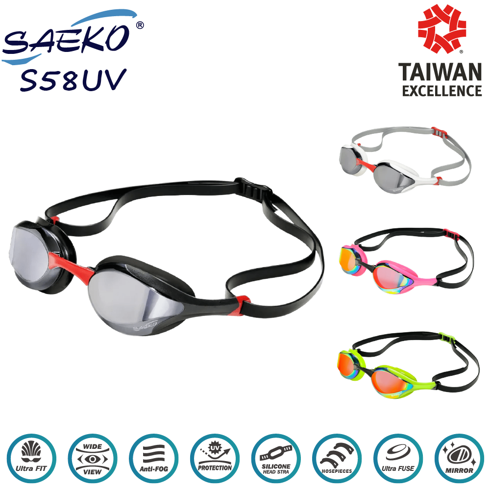 スイミングガール５ スイミングゴーグル S58UV｜UVカット くもり止め 4色 流線形 鼻ベルト