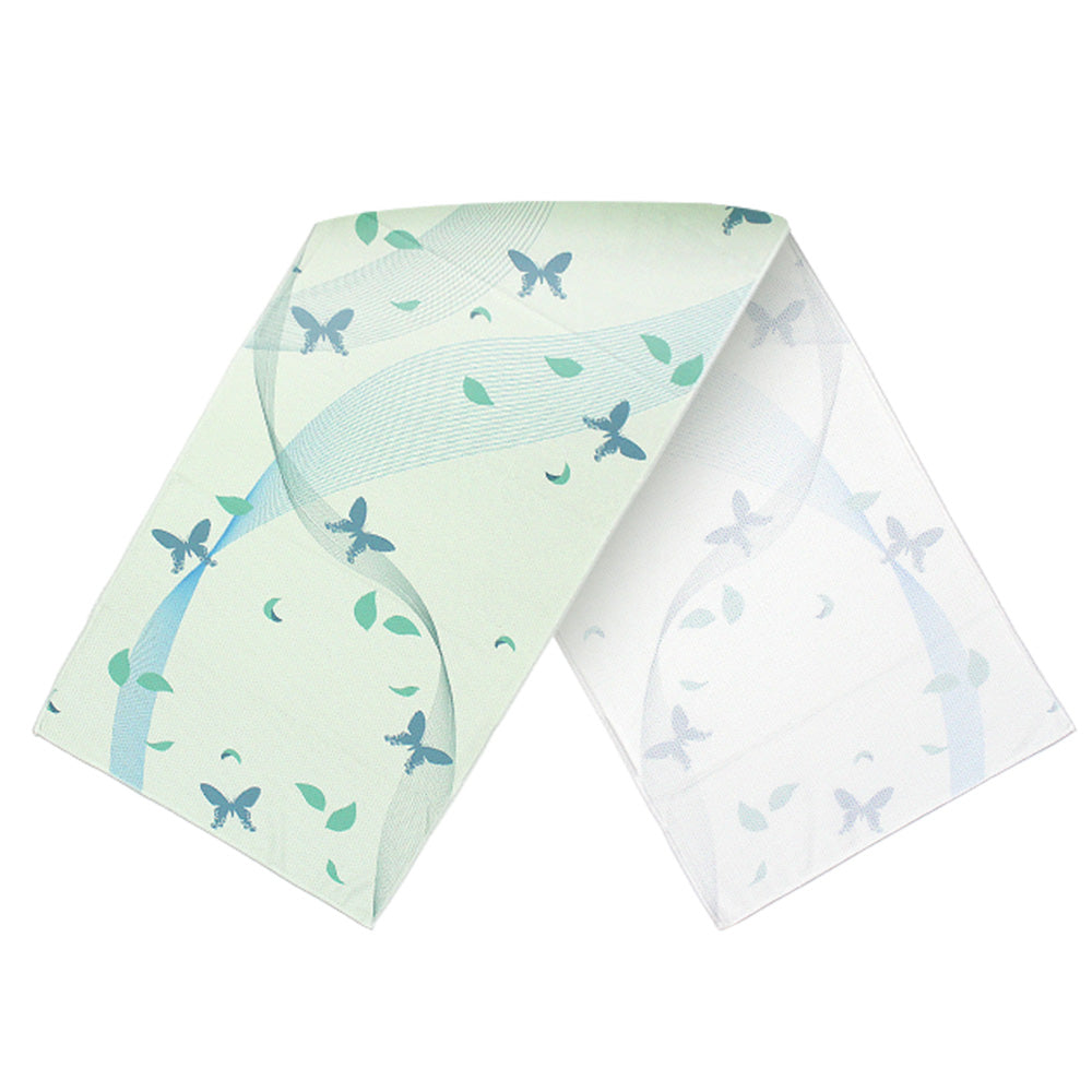 Anti-Arctic 冷却タオル 両面デザイン 台湾尾長アゲハ蝶 淡緑色 白色 30x100cm 玉石繊維 リバーシブル 冷感