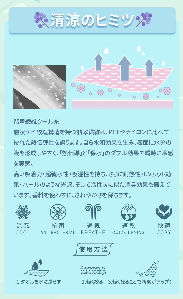 Anti-Arctic 冷感タオル 清涼 玉石繊維 涼感 抗菌 通気 速乾 快適 30x100cm スポーツ 夏 熱中症対策