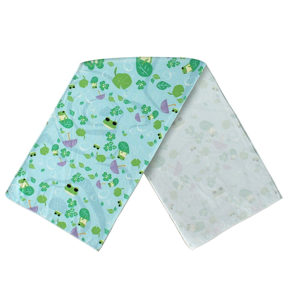 Anti-Arctic 冷却タオル ライトブルー 展開 諸羅樹蛙 両面 玉石繊維 30x100cm 冷感 スポーツ 台湾製