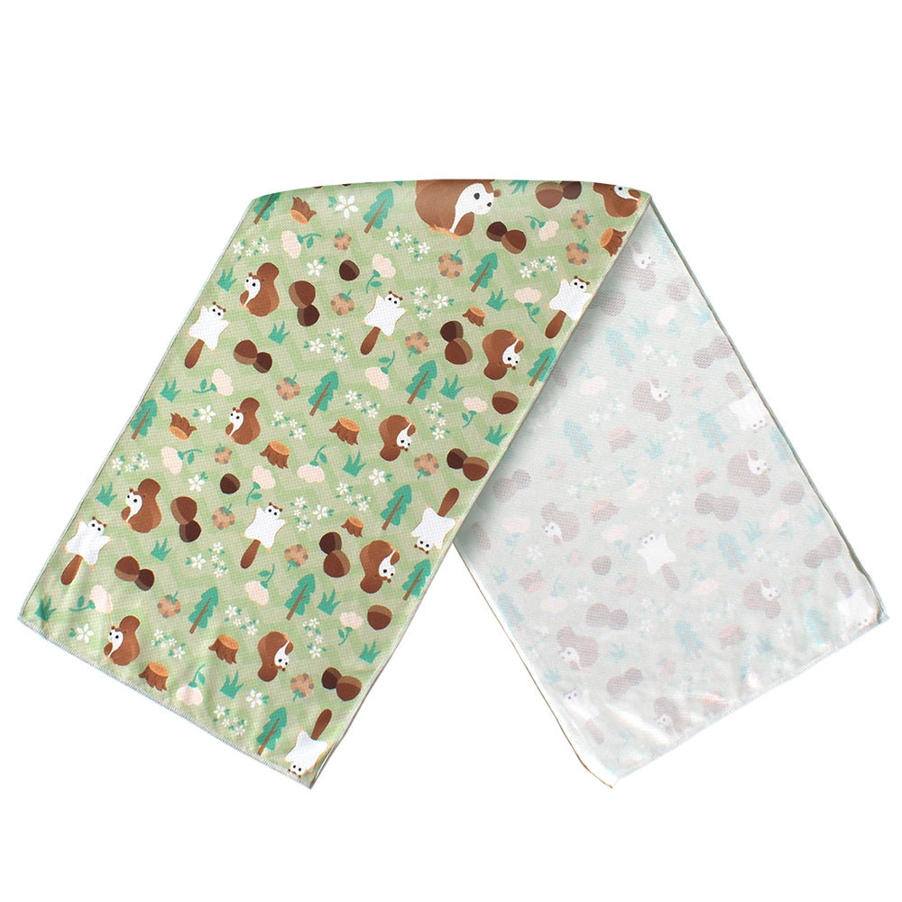 Anti-Arctic 冷却タオル カオジロモモンガ柄 両面 淡緑色 玉石繊維 冷感 吸水性 台湾製 スポーツ アウトドア用