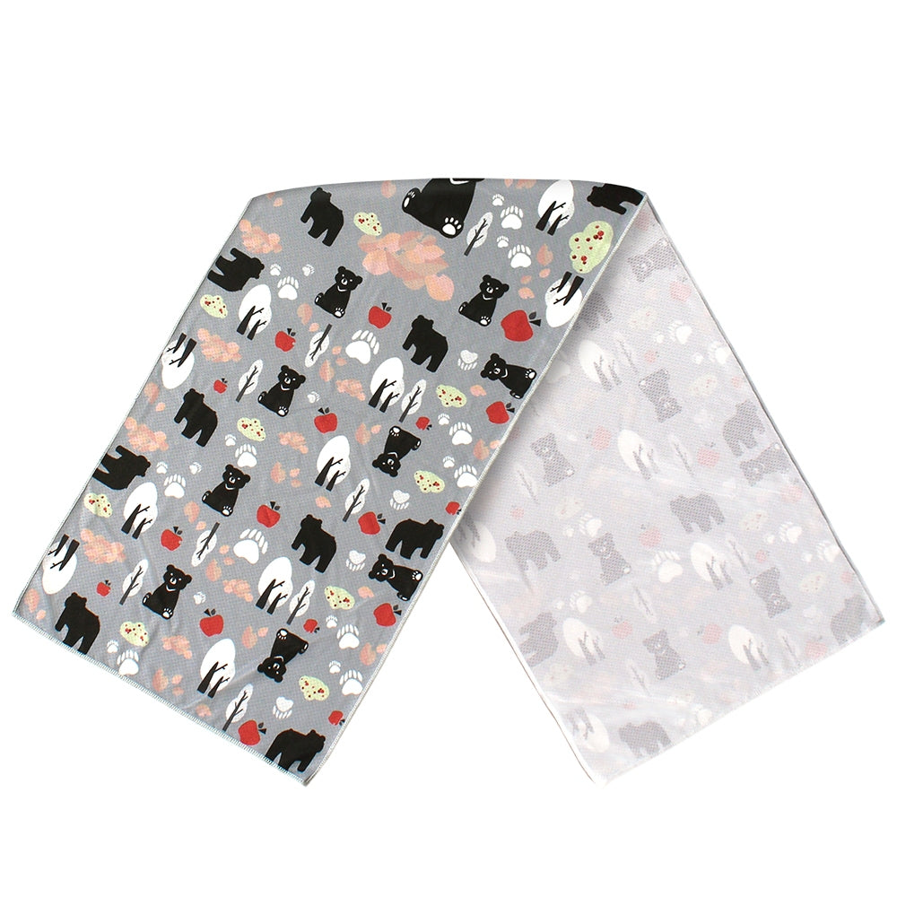 Anti-Arctic 冷却タオル 台湾ツキノワグマ柄 両面 灰青色 玉石繊維 冷感 吸水性 台湾製 スポーツ アウトドア用