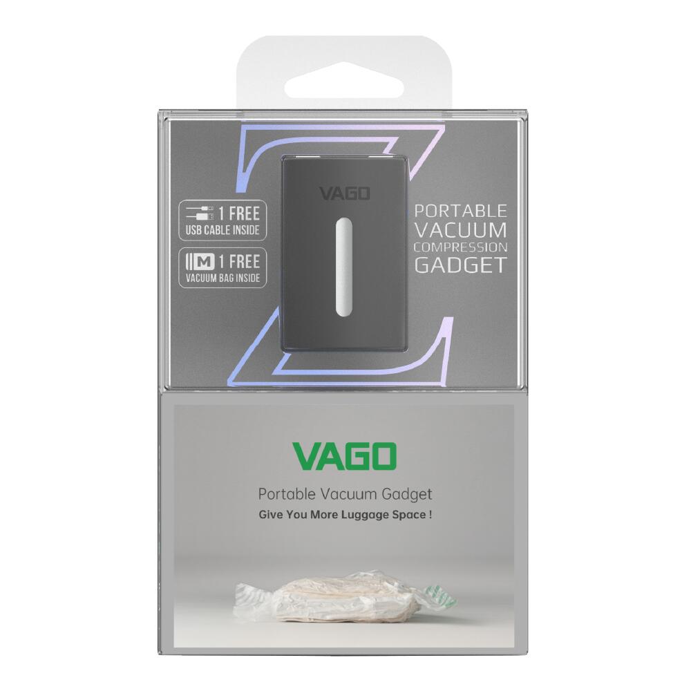 VAGO Z ブラック パッケージ USBケーブル付き 真空バッグ付き ポータブル 旅行用 荷物スペース拡大