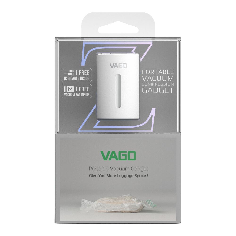 VAGO Z 真空パック機 パッケージ 付属品 USBケーブル 真空バッグ付き 旅行用 荷物圧縮 ポータブル