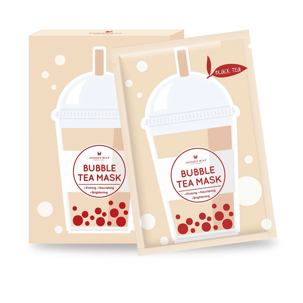 ANNIE'S WAY 紅茶エキス配合 バブルティーマスク 2枚 引き締め ハリ 弾力 保湿 毛穴ケア 個包装 ベージュ フェイスマスク シートマスク