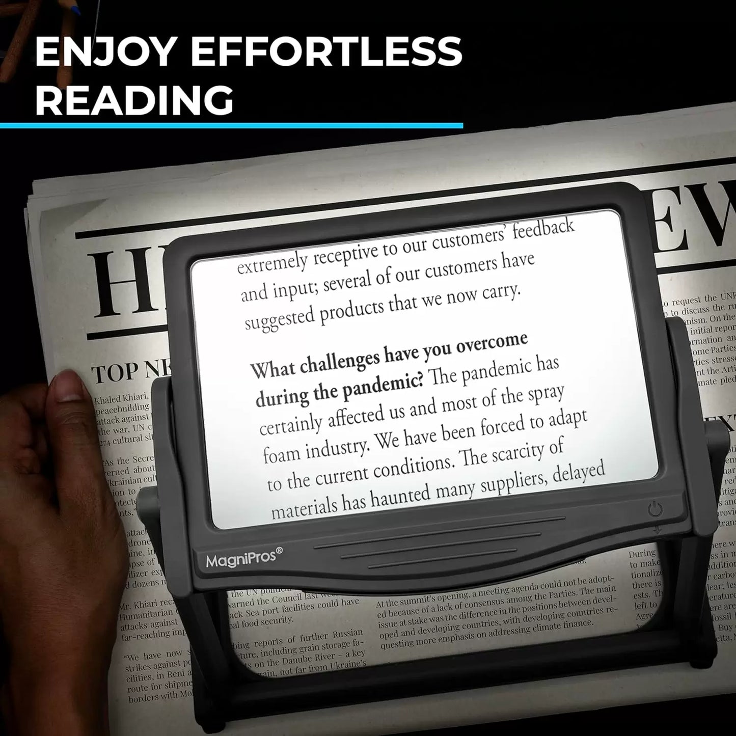  MAGDEPO 5倍大型LEDフルページ拡大鏡 折りたたみ式 スタンド付き 1820STD スタンドルーペ 虫眼鏡 高倍率 新聞 読書 雑誌 地図 便利 老眼 ライト付き 補助 卓上