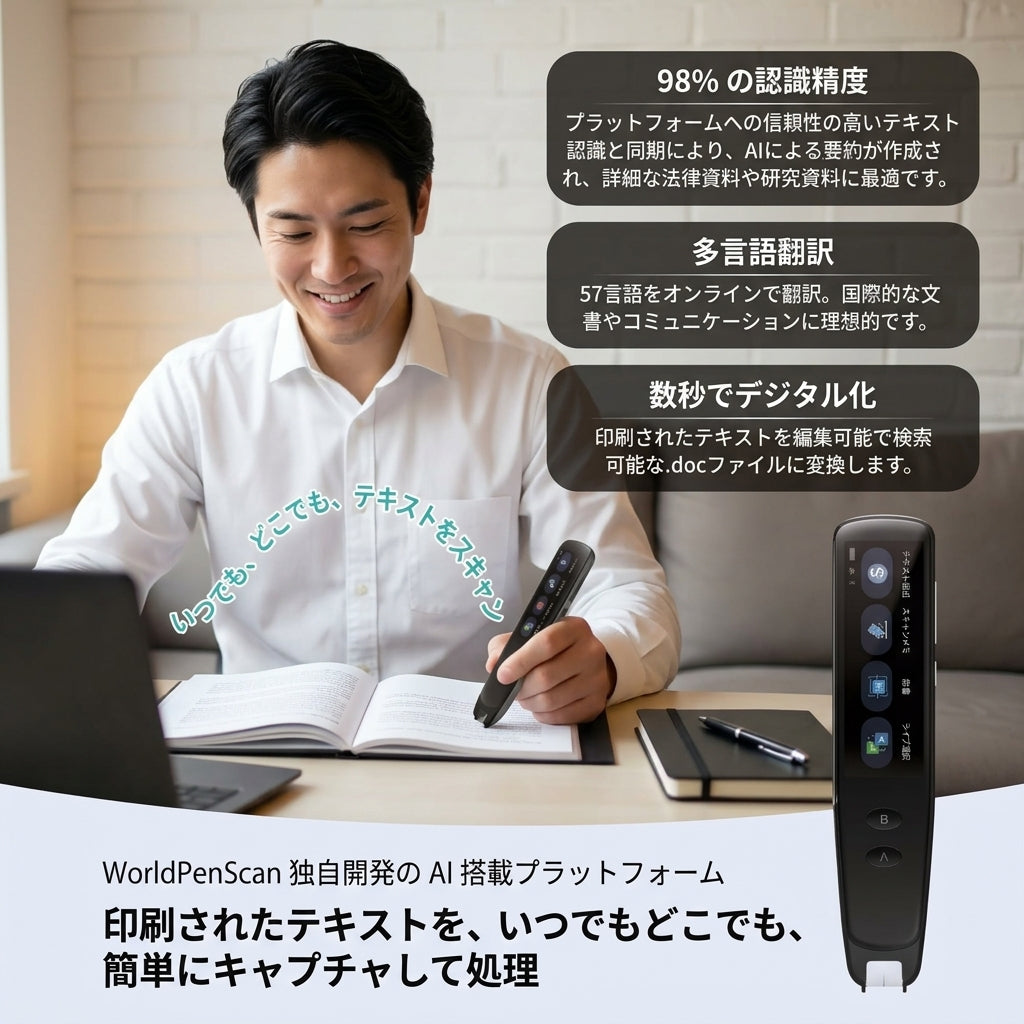 WPSGO多機能ペン型スキャナー翻訳機｜翻訳ペン OCR スキャナー 英語翻訳機 AI翻訳機 音声翻訳機 翻訳機 電子辞書