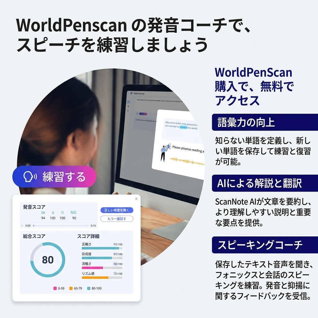 WPSGO多機能ペン型スキャナー翻訳機｜翻訳ペン OCR スキャナー 英語翻訳機 AI翻訳機 音声翻訳機 翻訳機 電子辞書