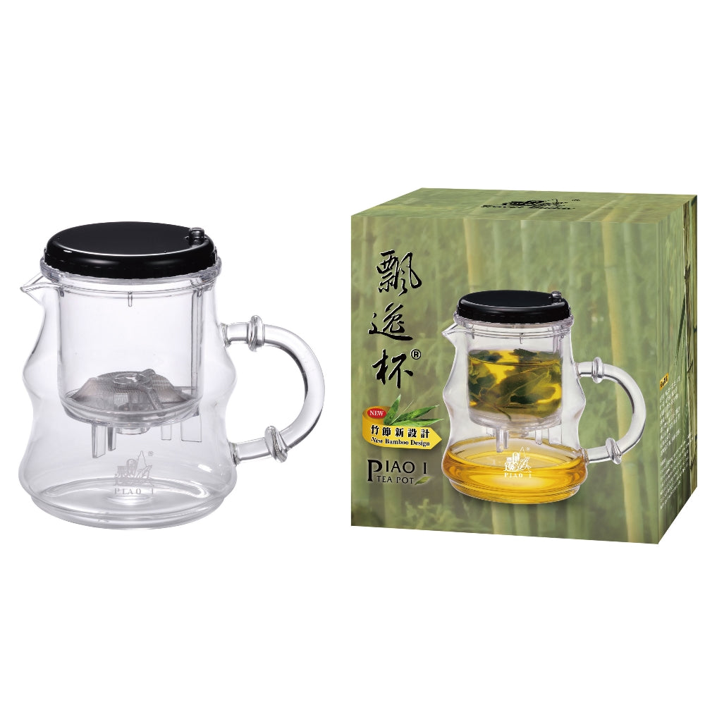 飄逸竹節杯 500cc GL-866 茶漉し付き 竹デザイン ストレーナー付き 130℃まで耐熱可能 急須 竹造形 ティーポット