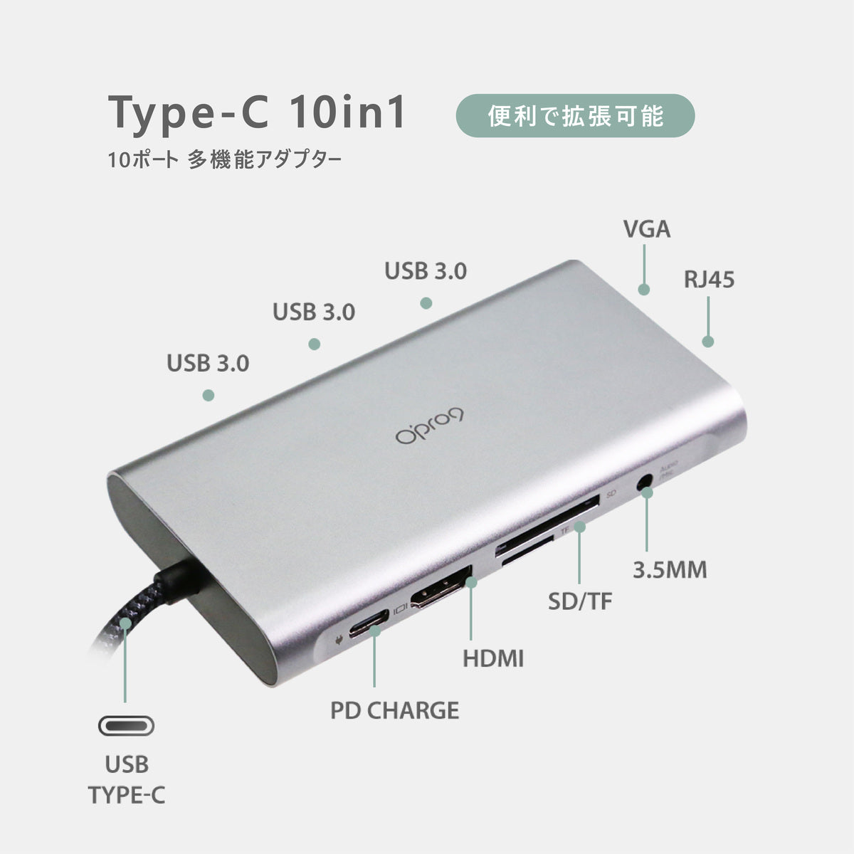 ハブ 10in1 USB 3.0 Type-c HDMI 4K対応 3ポートコンパクトPD SDカード5Gbps高速 伝送 Macbook アダプタ 高速充電 多機能 軽量 小型【Opro9】【台湾直送】【送料無料】【台湾エクセレンス】