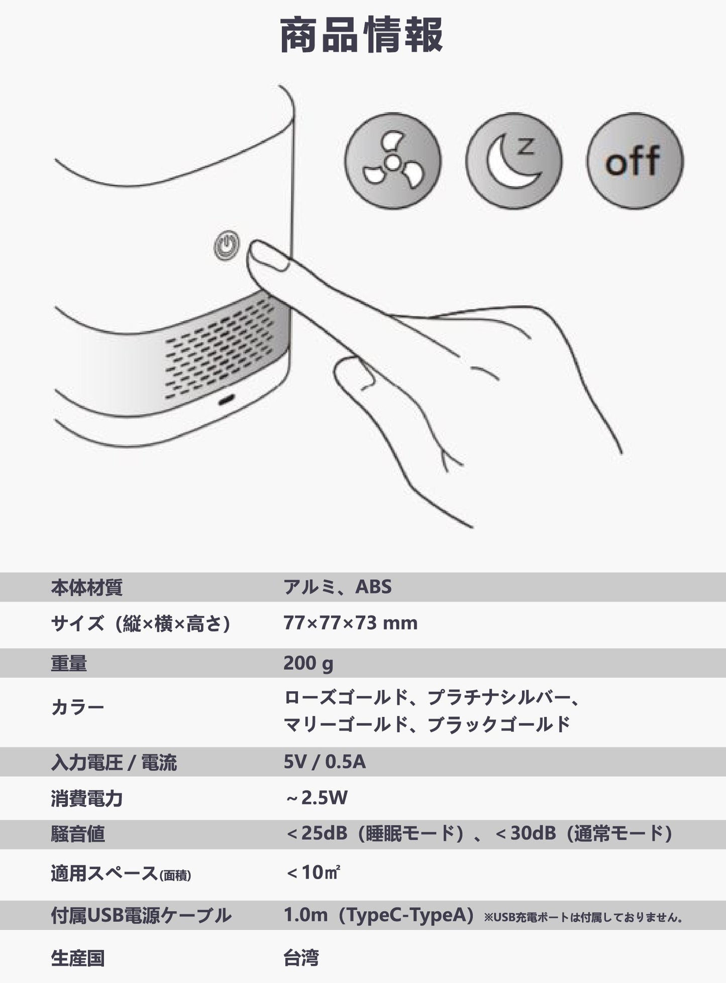 空気清浄機 コンパクト 小型 除菌 脱臭 ホコリ タバコ 花粉対策 ペットPM2.5 ウイルス 卓上 フィルター 軽量 静音設計 省エネ 節電 USB 充電【LUFTQI】【台湾エクセレンス】【日本国内発送】【送料無料】