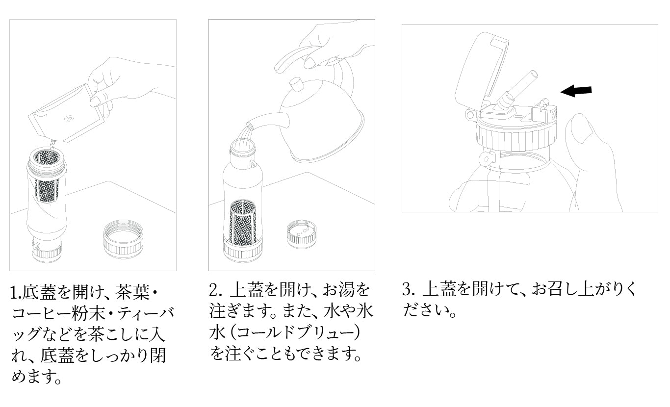 ストロー付きトラベルバディ 740cc PC-703 茶こし付き SUS316ステンレス ロングストレーナー 耐熱温度160℃ 耐酸