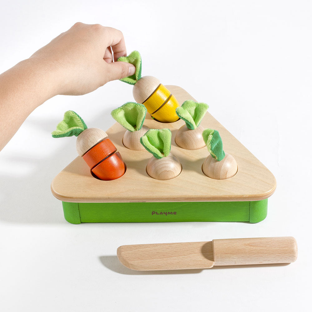 PlayMe ニンジン抜きおもちゃ 木製知育玩具 3歳以上 型はめパズル