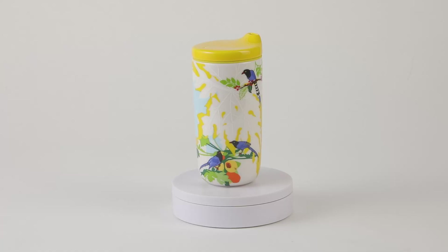 瓷林 鵲起 陶器タンブラー 台湾国鳥デザイン ふた付き  360度ビュー 二重構造 保温保冷 持ち運び便利 300ml マイボトル