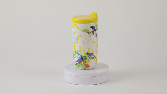瓷林 鵲起 陶器タンブラー 台湾国鳥デザイン ふた付き  360度ビュー 二重構造 保温保冷 持ち運び便利 300ml マイボトル