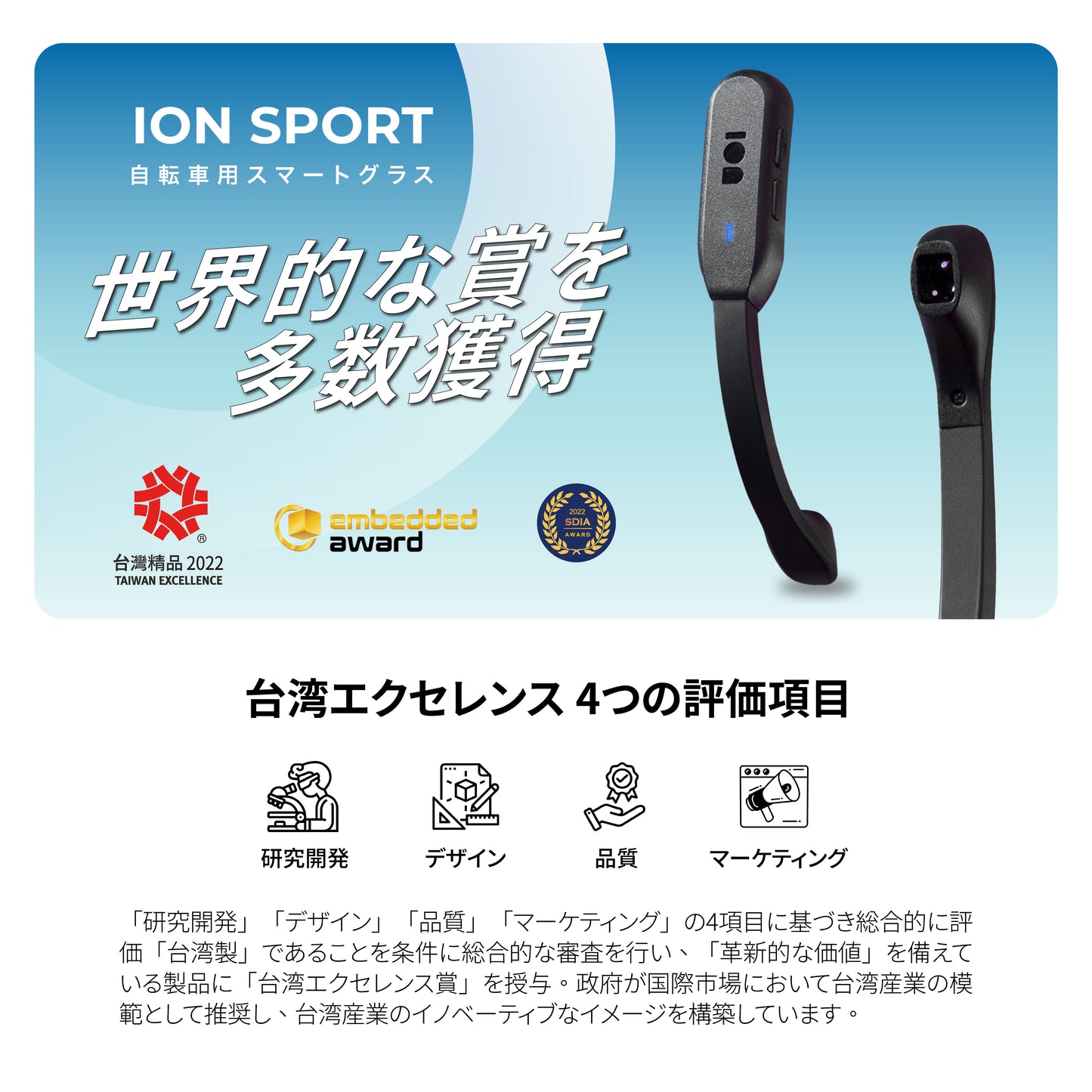 自転車スマートグラス【ION SPORT】【台湾エクセレンス】【台湾直送】【送料無料】