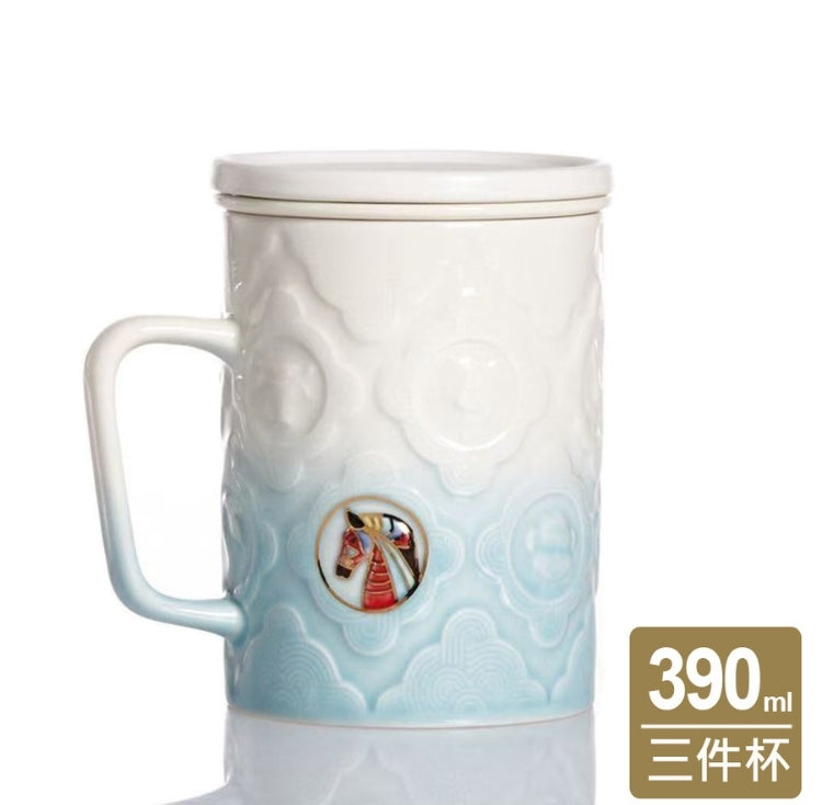 ACERA 十二支三点セットカップ 茶こし付き 390ml 2色 干支 一人用 マグカップ