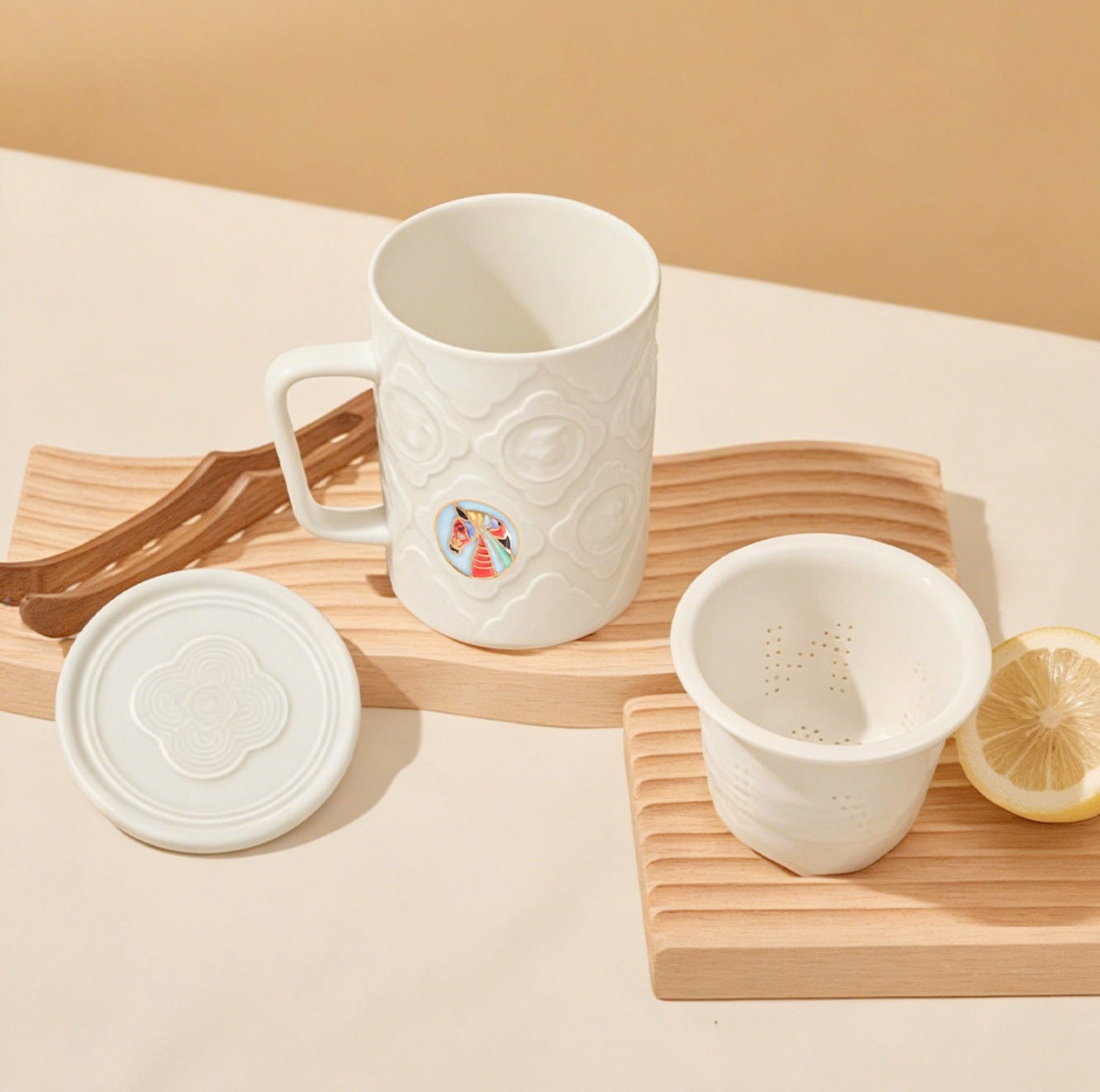 ACERA 十二支三点セットカップ 茶こし付き 390ml 2色 干支 一人用 マグカップ