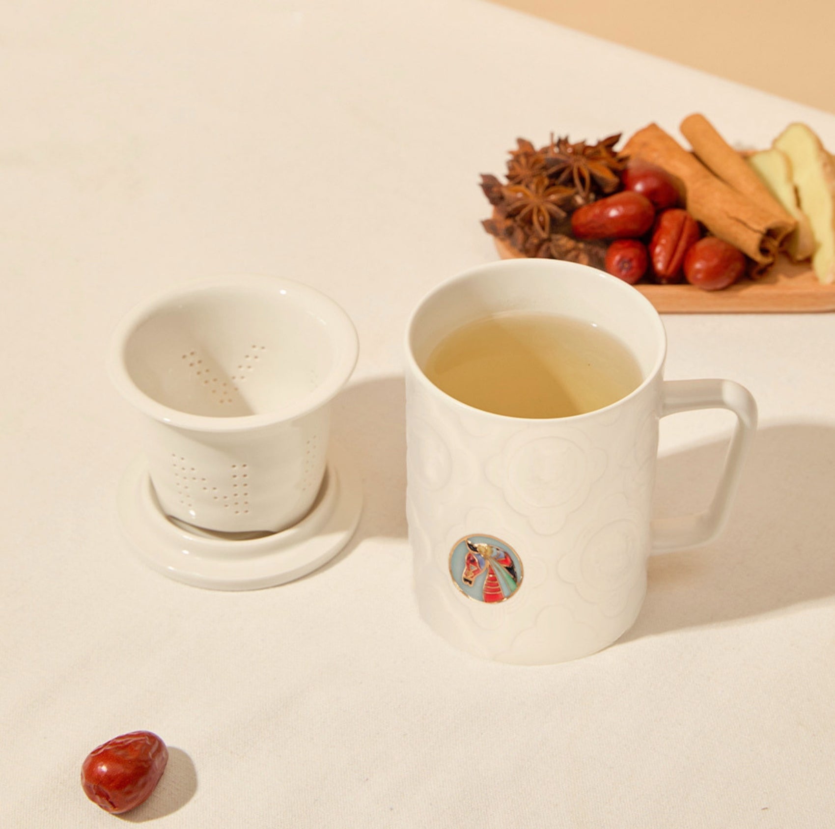 ACERA 十二支三点セットカップ 茶こし付き 390ml 2色 干支 一人用 マグカップ