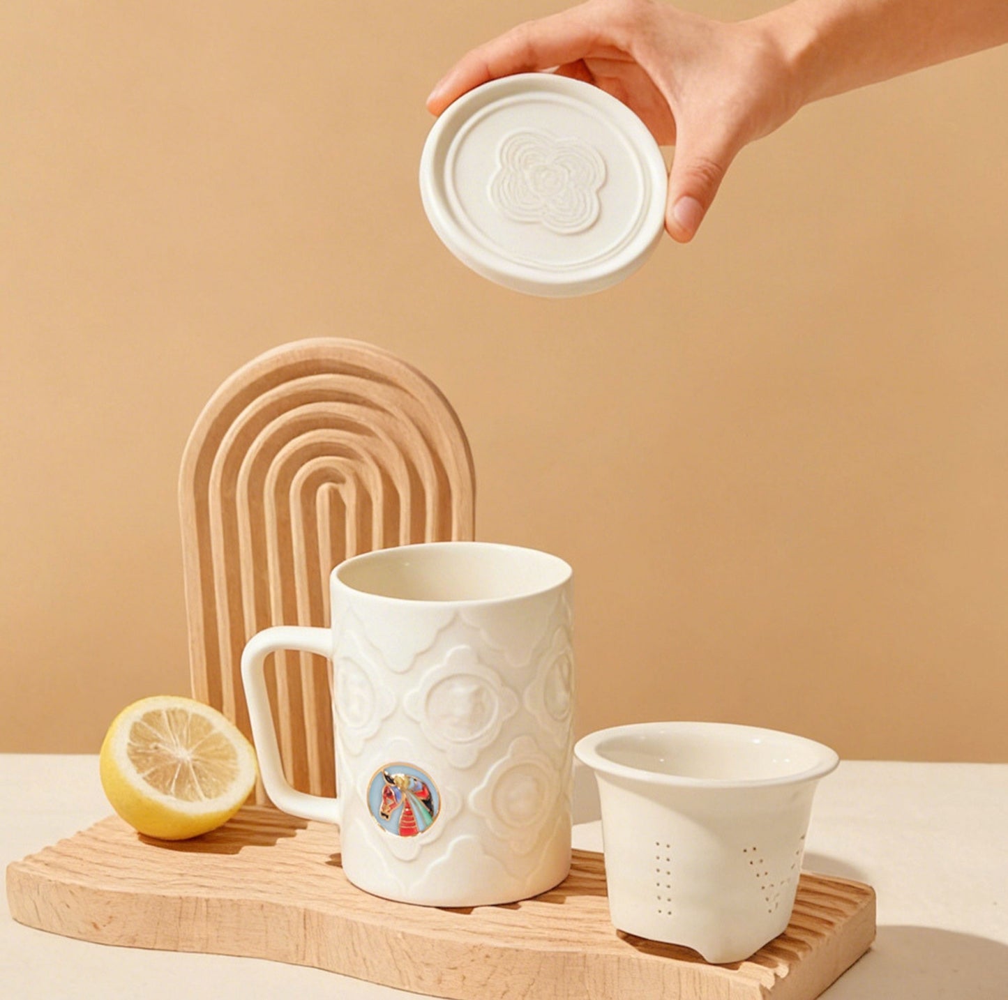 ACERA 十二支三点セットカップ 茶こし付き 390ml 2色 干支 一人用 マグカップ