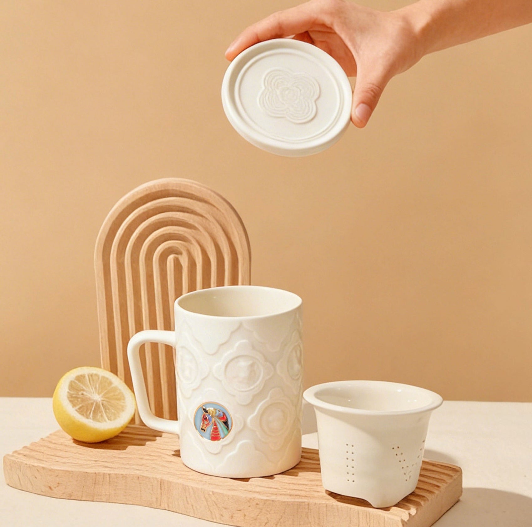 ACERA 十二支三点セットカップ 茶こし付き 390ml 2色 干支 一人用 マグカップ