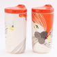 瓷林 奪冠タンブラー ニイタカキクイタダキ 陶器 蓋付き 保温保冷 オレンジ ホワイト 台湾固有種 鳥柄 300ml マイボトル