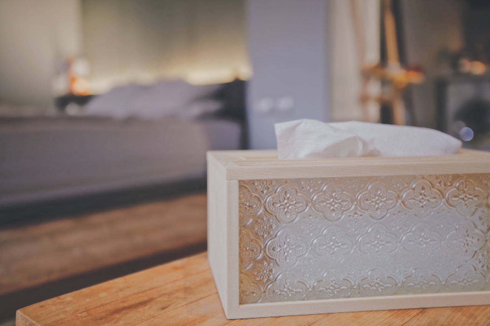 手手 海棠花柄ティッシュボックス ヒノキ木製 防湿防虫 レトロガラス 海棠花柄 寝室 和モダン インテリア