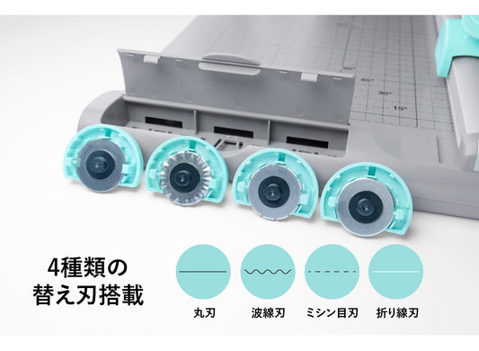 裁断機 ペーパーカッター A4対応 5in1 多機能 替刃付き ロータリーカッター スライド式 波線 点線 折り線 カード作り 送料無料
