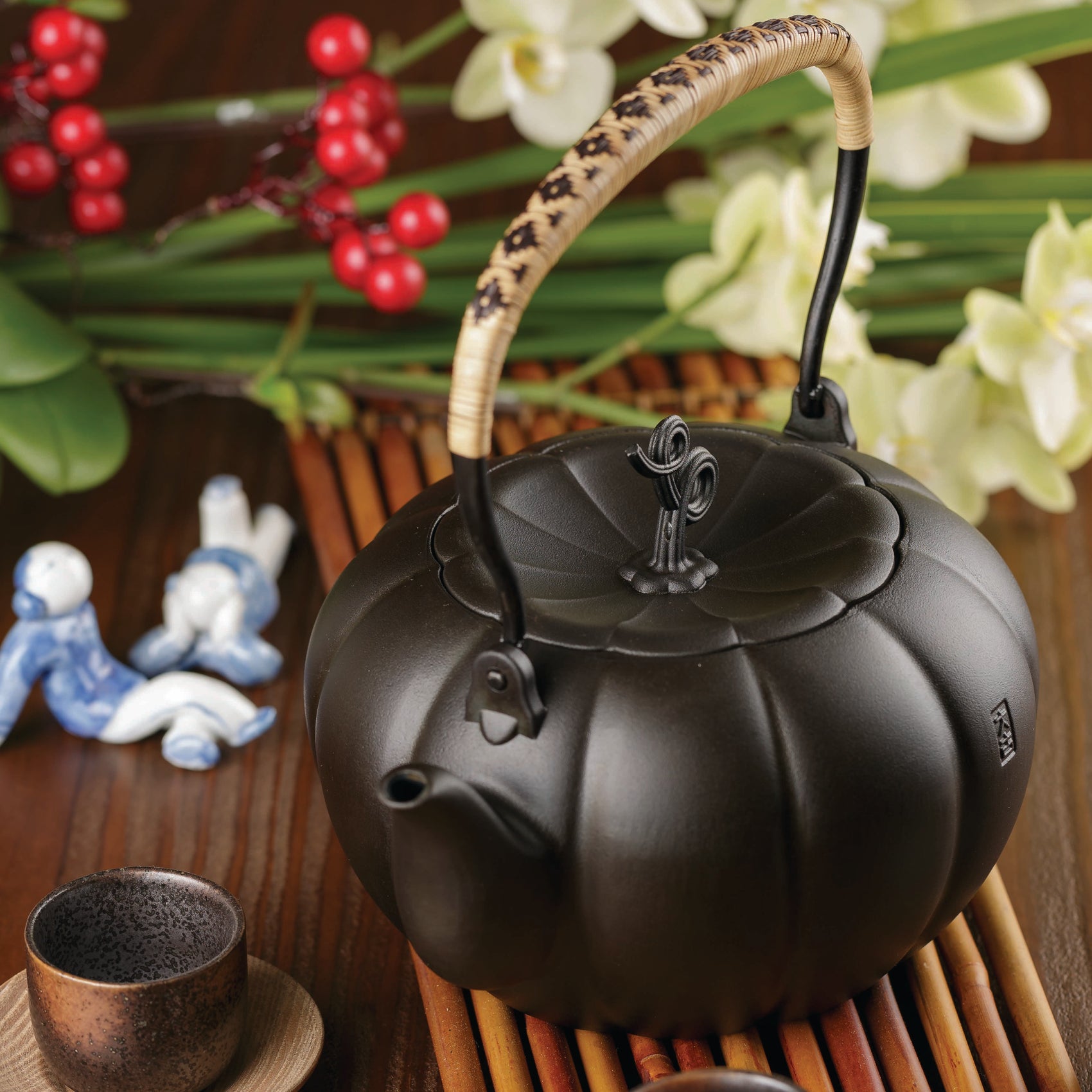 鉄瓶 かぼちゃ型 きんぎょく満堂 1.6L IH対応 ケトル 鉄器 直火OK 茶器 ギフト 縁起物 キッチン用品 伝統工芸 招福 送料無料