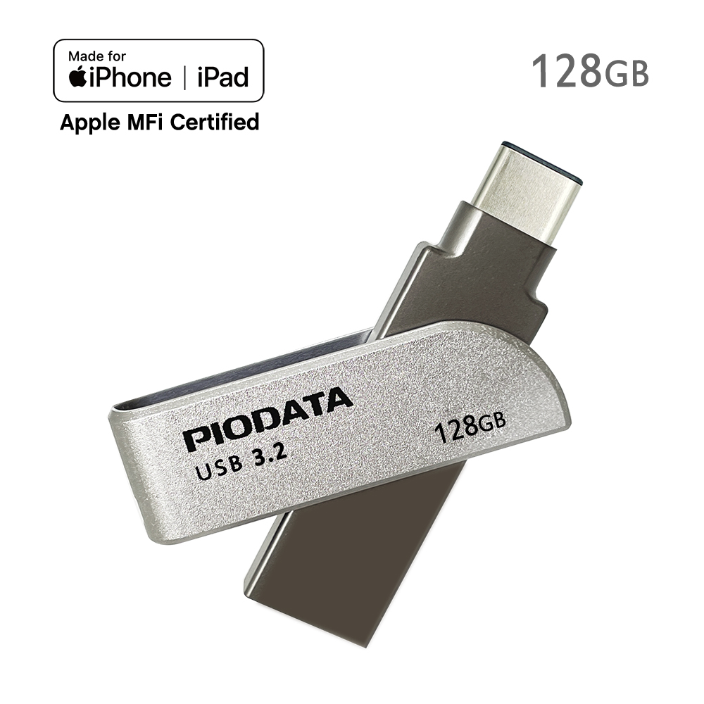 PIODATA iXflash Type-C USBメモリ 128GB シルバー MFi認証 iPhone iPad Android対応 USB 3.2