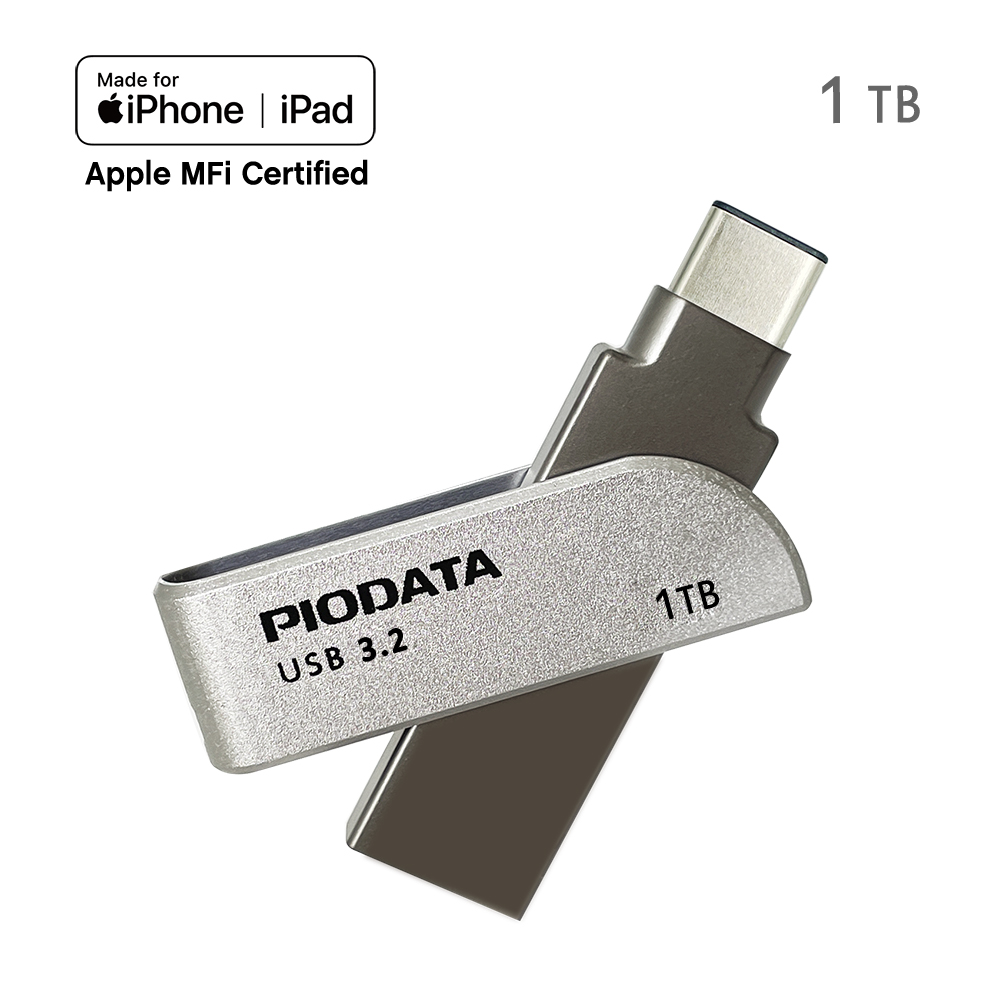 PIODATA iXflash Type-C USBメモリ 1TB シルバー MFi認証 iPhone iPad Android対応 USB 3.2