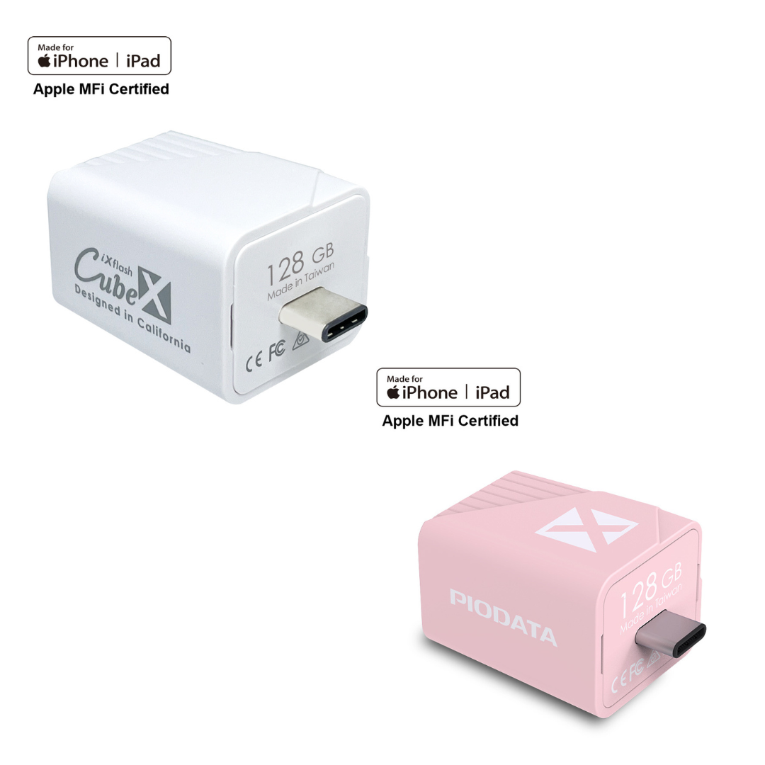 PIODATA iXflash Cube Type-C USBメモリ 白 桜色 MFi認証 128GB iPhone iPad Android 60W充電