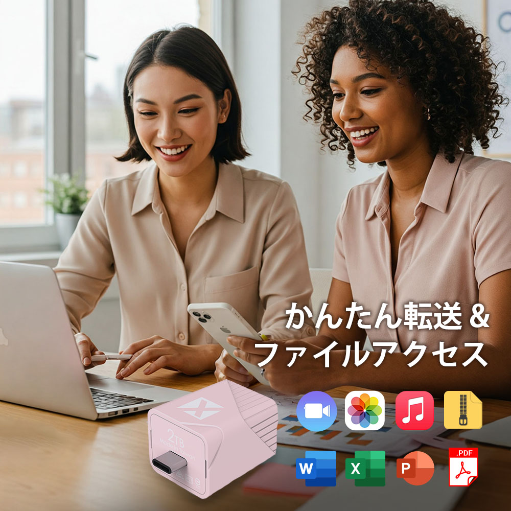 iXflash Cube 簡単ファイル転送 写真 動画 音楽 Word Excel PowerPoint PDF対応 iPhone iPad PC データ共有 クロスプラットフォーム