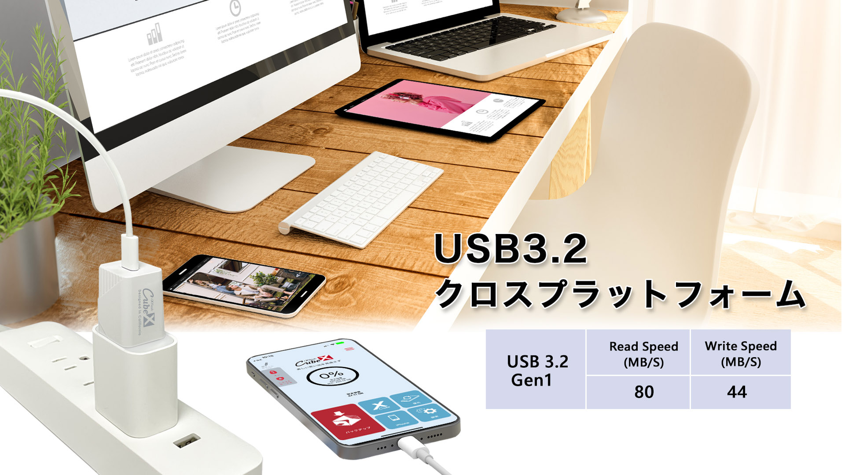 iXflash Cube USB3.2 Gen1 高速データ転送 80MB/s読取 44MB/s書込 iPhone iPad PC クロスプラットフォーム
